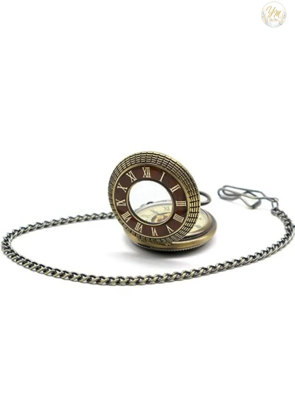 Vintage Steampunk Hand-Wind Mechanical Pocket Watch with Chain and Box